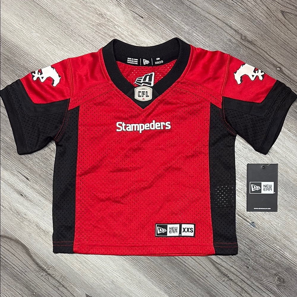 New Era Kids Red and Black Stampeders Shirt